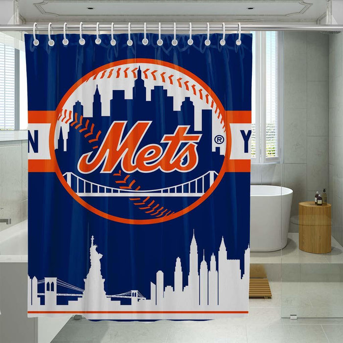 white shadow new york mets city shower curtains - Grovycase