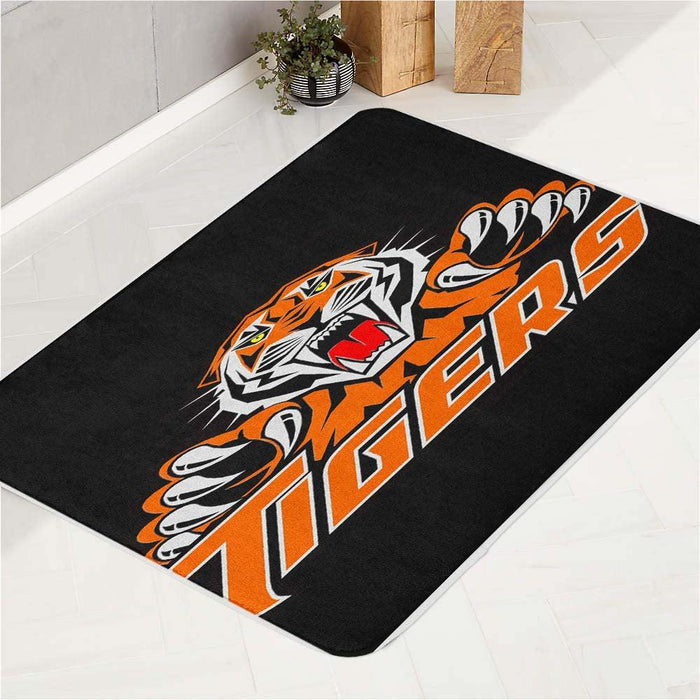 tigers logo team football dark bath rugs