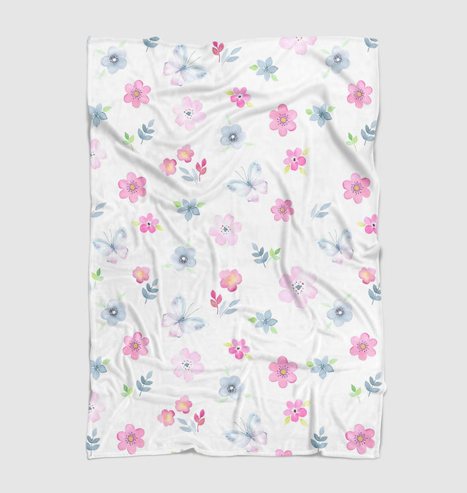 watercolor flower painting and flower Ultra soft fleece blanket