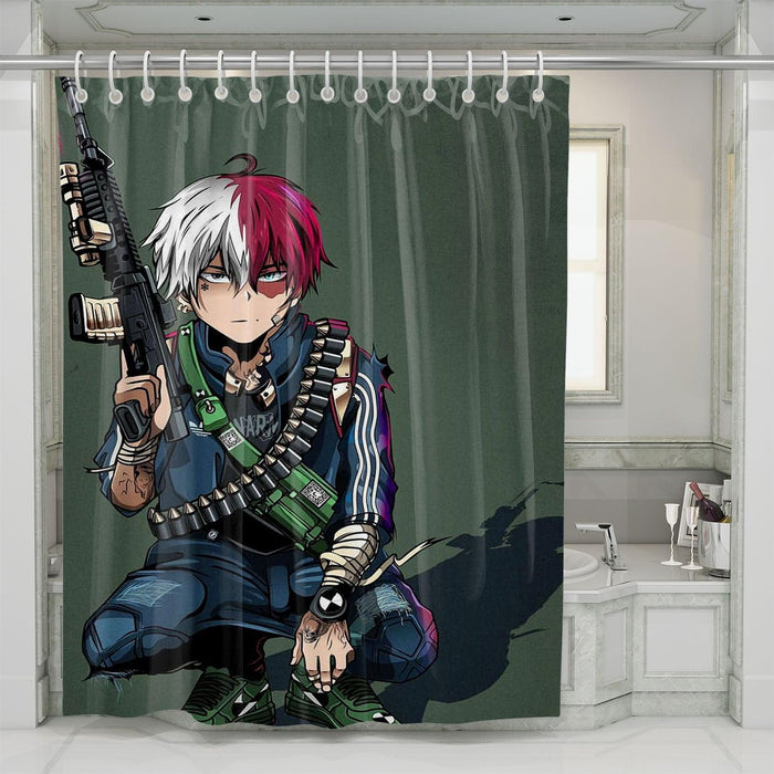 todoroki with weapon hypebeast shower curtains