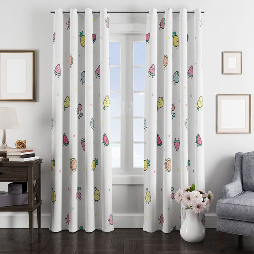 watermelon pear and cerry painting window Curtain