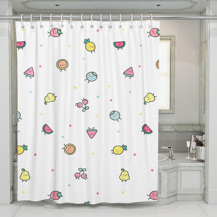 watermelon pear and cerry painting shower curtains