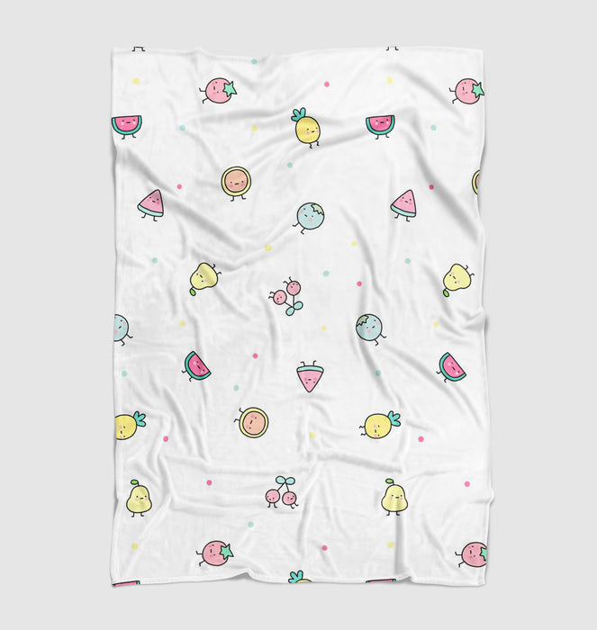 watermelon pear and cerry painting Ultra soft fleece blanket