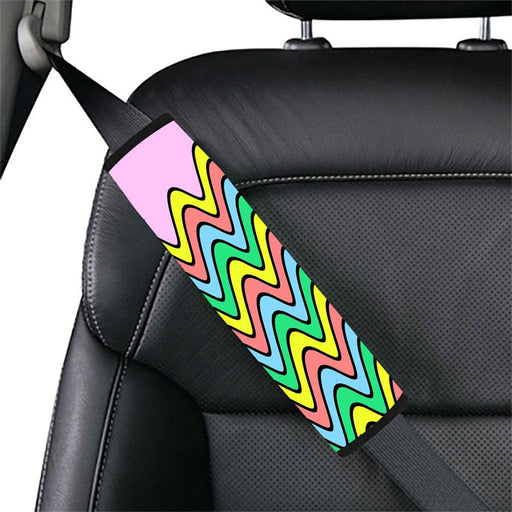 waves rainbow lines bold Car seat belt cover