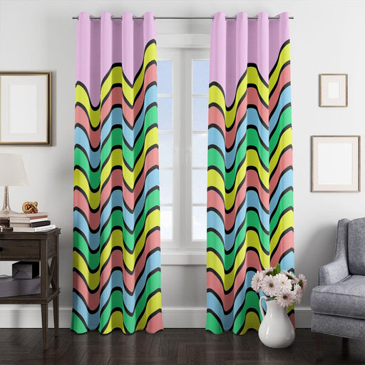 waves rainbow lines bold window Curtain