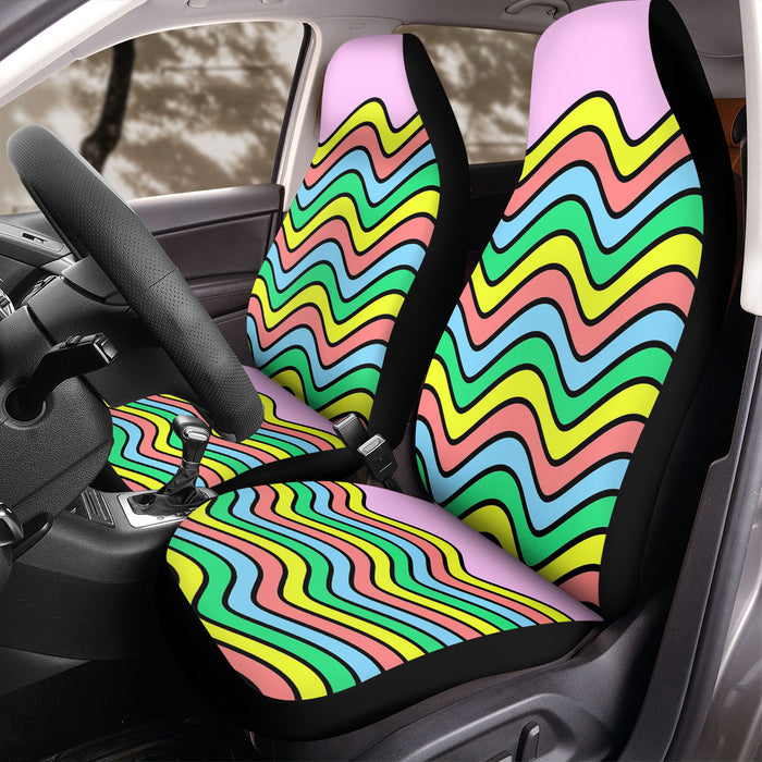 waves rainbow lines bold Car Seat Covers