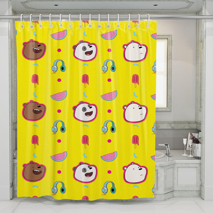 we bare bears ice crem and music shower curtains