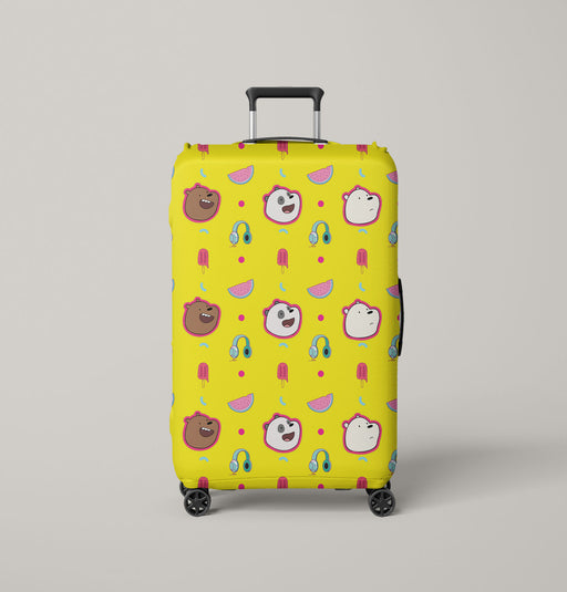 we bare bears ice crem and music Luggage Cover | suitcase