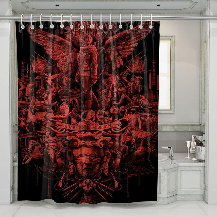 we burn to believe katniss everdeen shower curtains