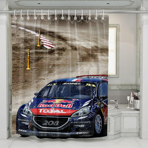 total redbull for car racing shower curtains