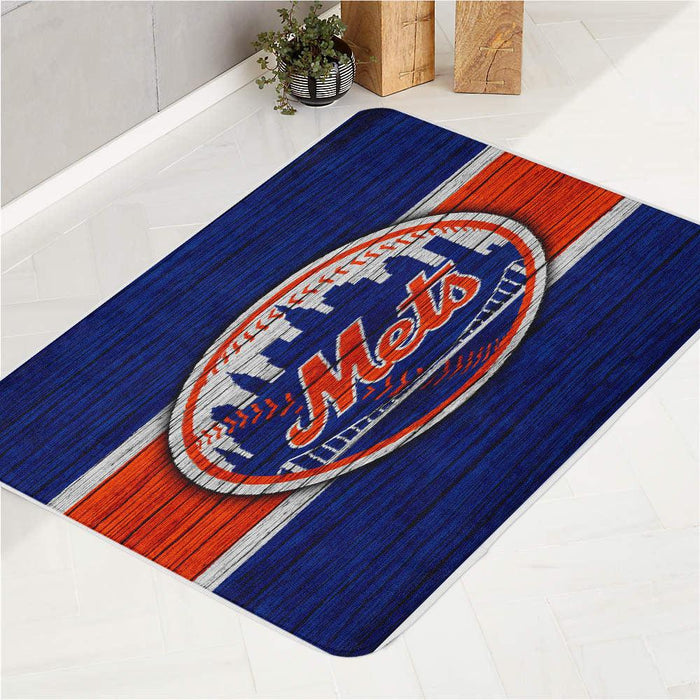 wood texture new york mets bath rugs