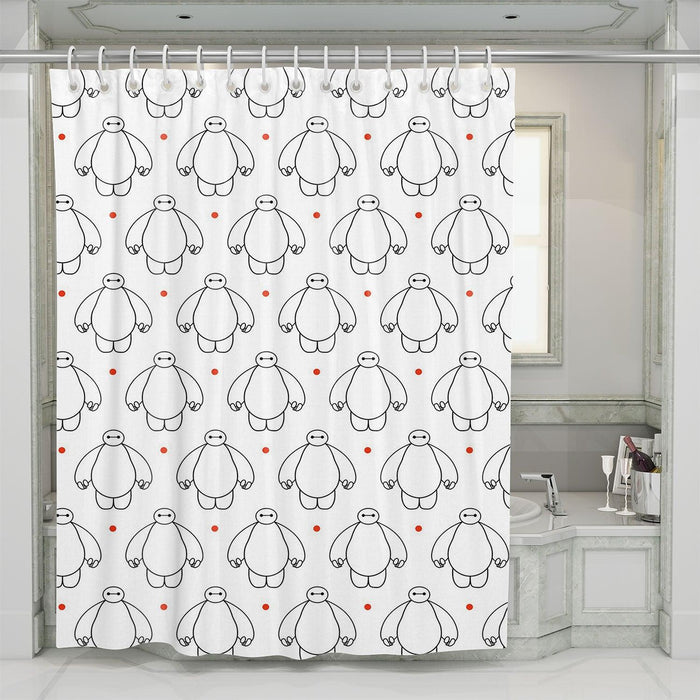 white baymax cute robot big hero 6 shower curtains