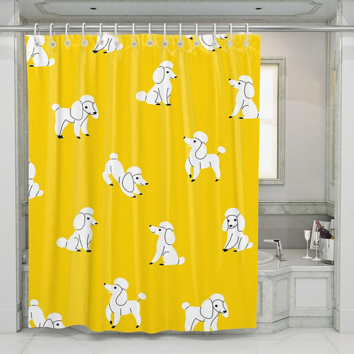 white dogs really cute poses shower curtains