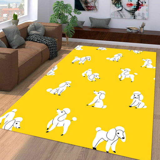 white dogs really cute poses Living room carpet rugs