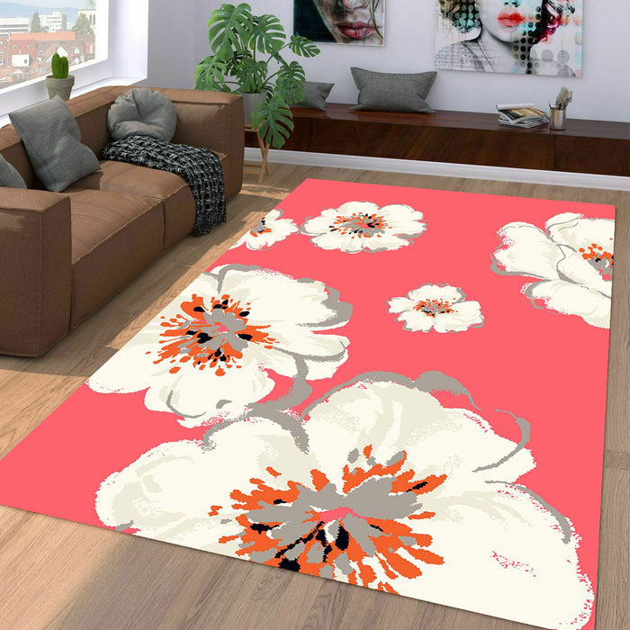 white flower pattern for girl Living room carpet rugs