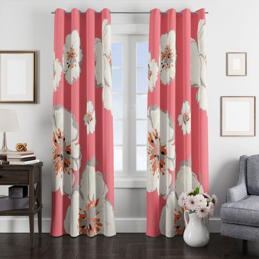 white flower pattern for girl window Curtain