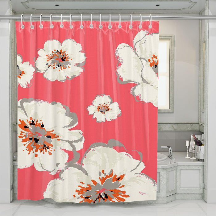 white flower pattern for girl shower curtains