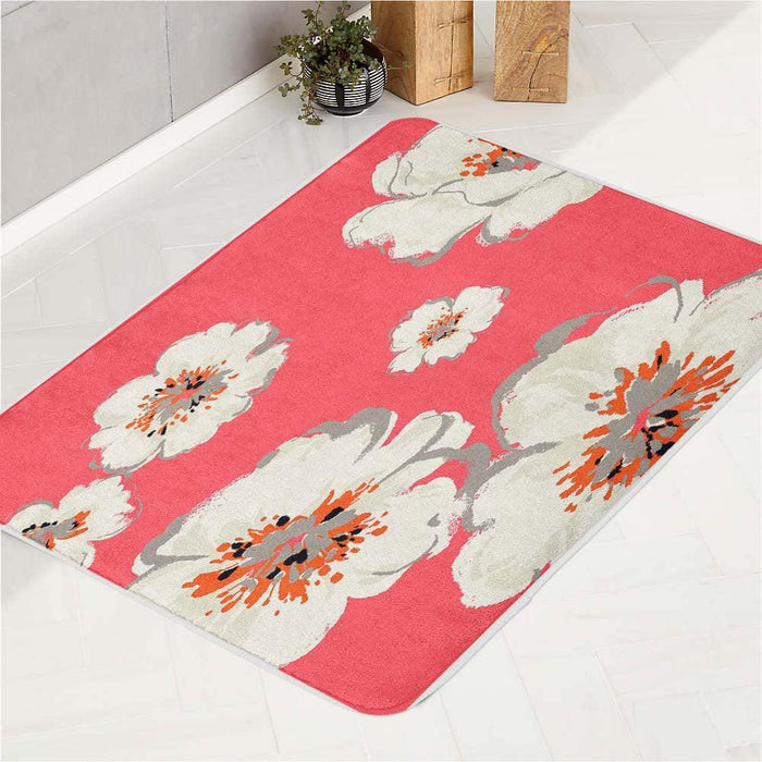 white flower pattern for girl bath rugs