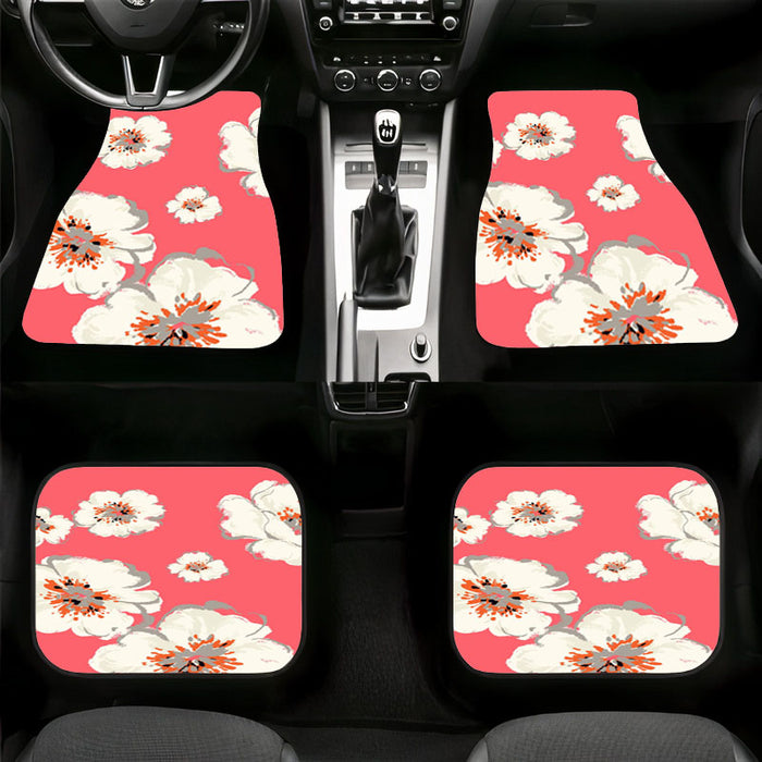 white flower pattern for girl Car floor mats Universal fit