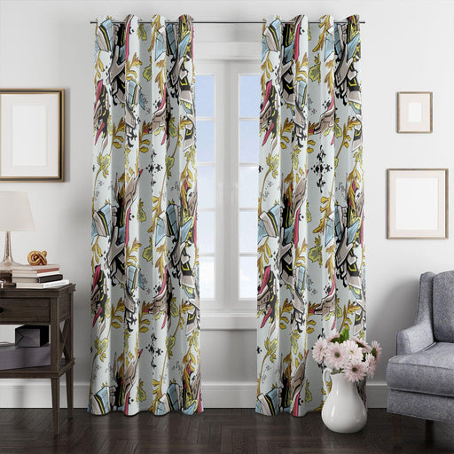 white mecha robot pattern window Curtain