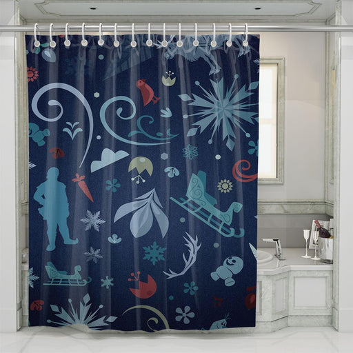 winter at night with olaf on frozen movies shower curtains