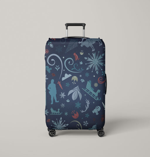 winter at night with olaf on frozen movies Luggage Cover | suitcase