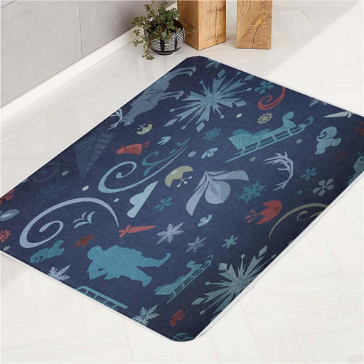 winter at night with olaf on frozen movies bath rugs