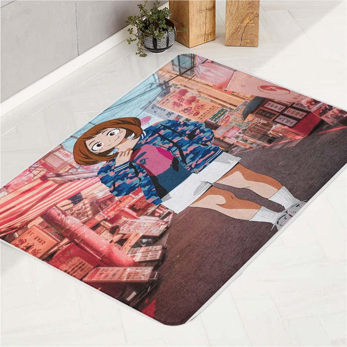 uraraka streetwear from my hero academia bath rugs