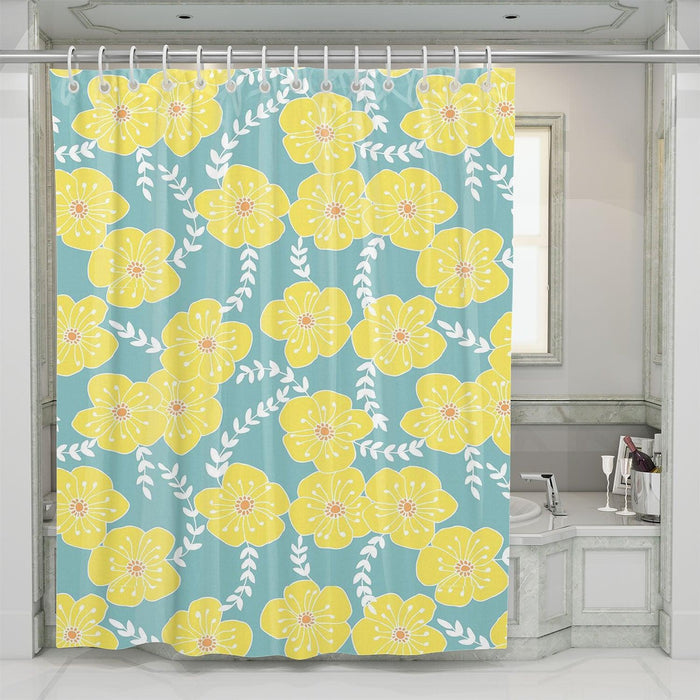 yellow folower blossom shower curtains