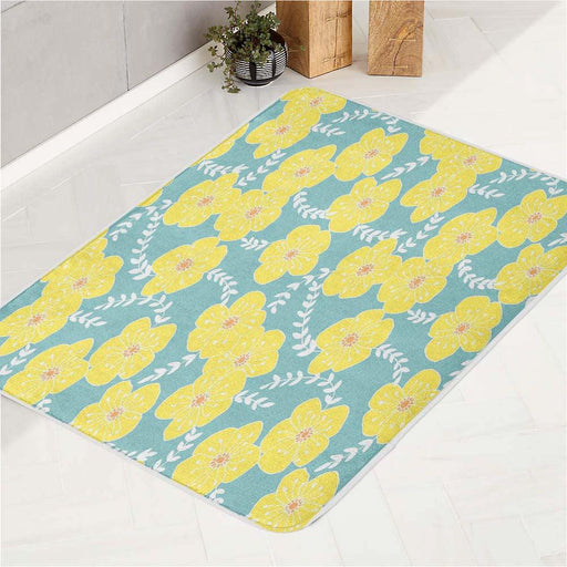 yellow folower blossom bath rugs