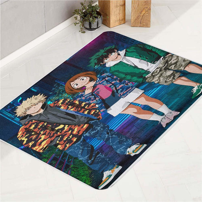 uraraka with bakugo and midoriya bath rugs