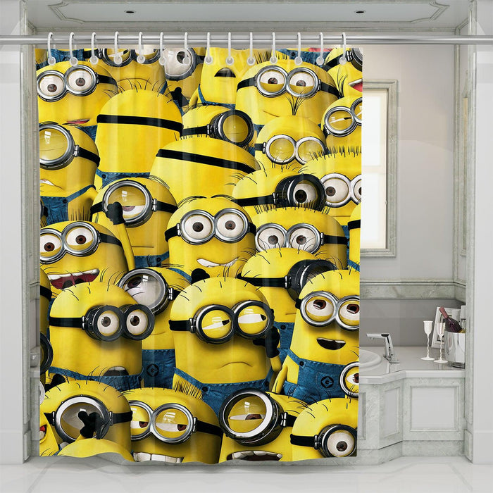 yellow minions invasion shower curtains