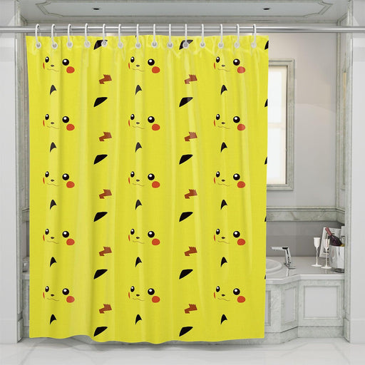 yellow pikachu thunder light shower curtains