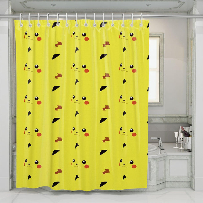 yellow pikachu thunder light shower curtains