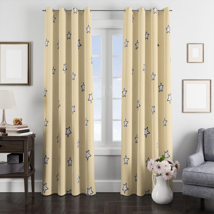 yellow stars simple theme window Curtain