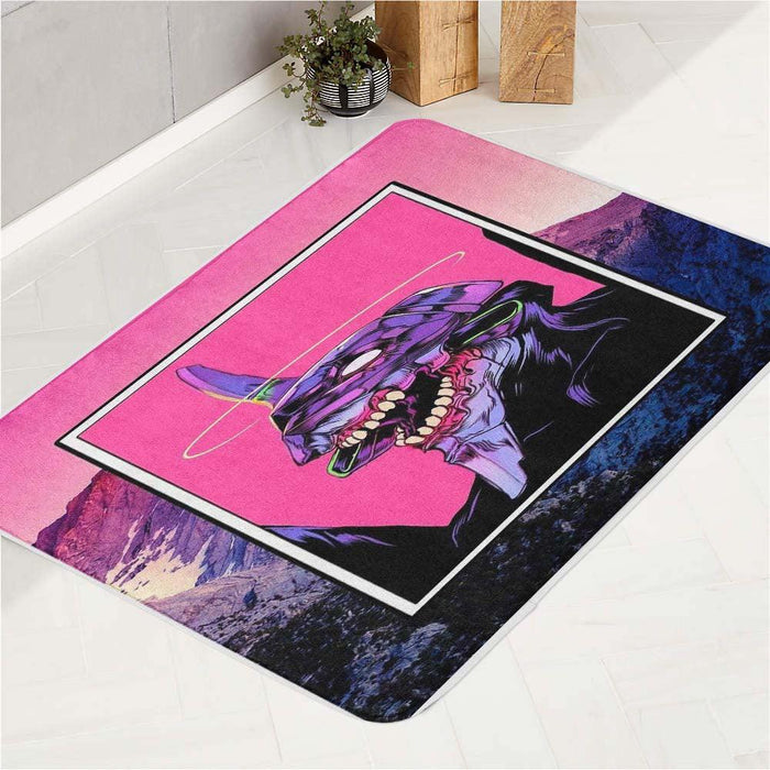 vaporwave of neon genesis evangelion bath rugs