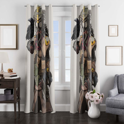 vector bloodhound and crow window Curtain