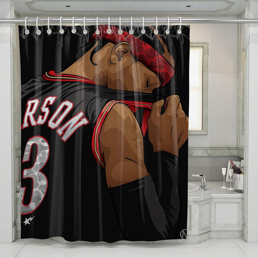 vector of iverson nba player shower curtains