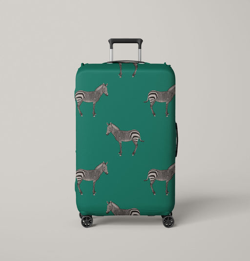 zebra green background Luggage Cover | suitcase