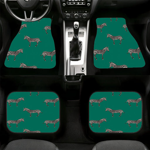zebra green background Car floor mats Universal fit
