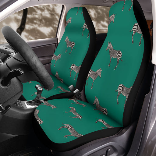 zebra green background Car Seat Covers