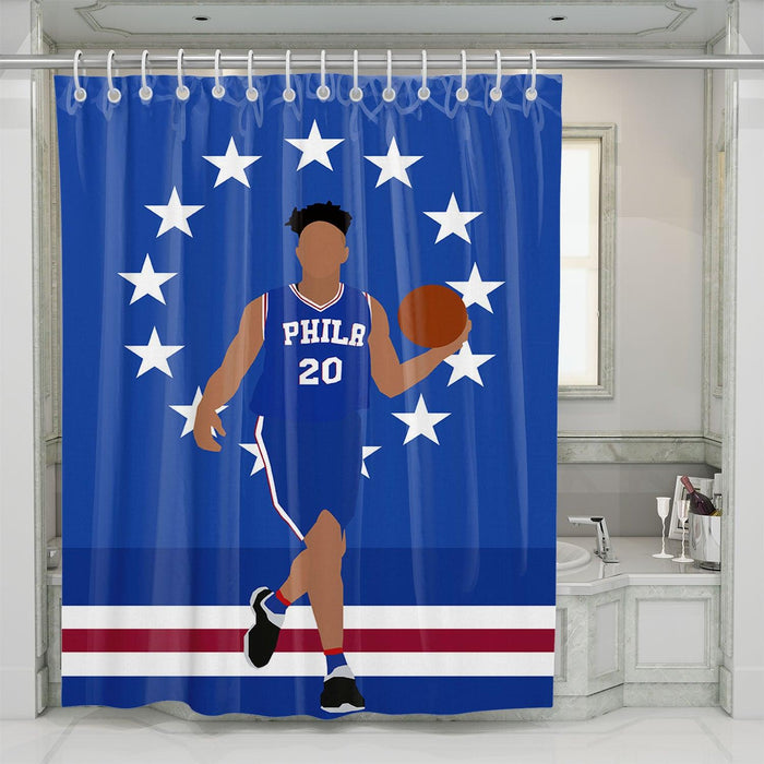 vector player of philadephia 76ers shower curtains