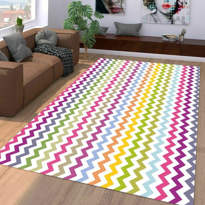 zigzag colorful straight lines Living room carpet rugs