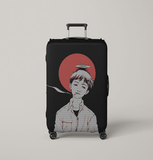 vhs look sad boy of evangelion Luggage Covers | Suitcase