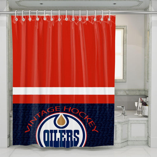 vintage hockey oilers shower curtains