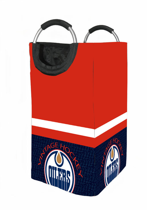 vintage hockey oilers Laundry Hamper | Laundry Basket