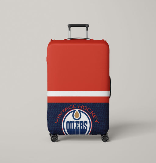 vintage hockey oilers Luggage Covers | Suitcase