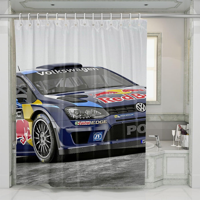 volkswagen redbull for car racing shower curtains