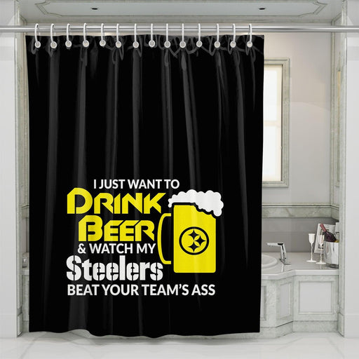 watch my steelers beat your team shower curtains