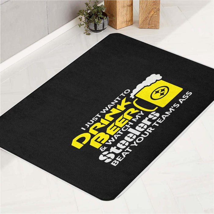 watch my steelers beat your team bath rugs